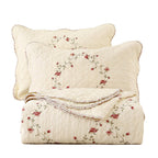 Vctops 3-Piece Floral Embroidered Bedspread Coverlet Set 100% Cotton Reversible Patchwork 1 Quilt And 2 Pillow Shams Full/Queen,