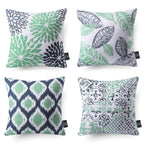 Phantoscope Set Of 4 New Living Series Cyan Blue Throw Decorative Pillow Cover Cushion Cover Geometric-Pattern 18 X 18 Inches 45