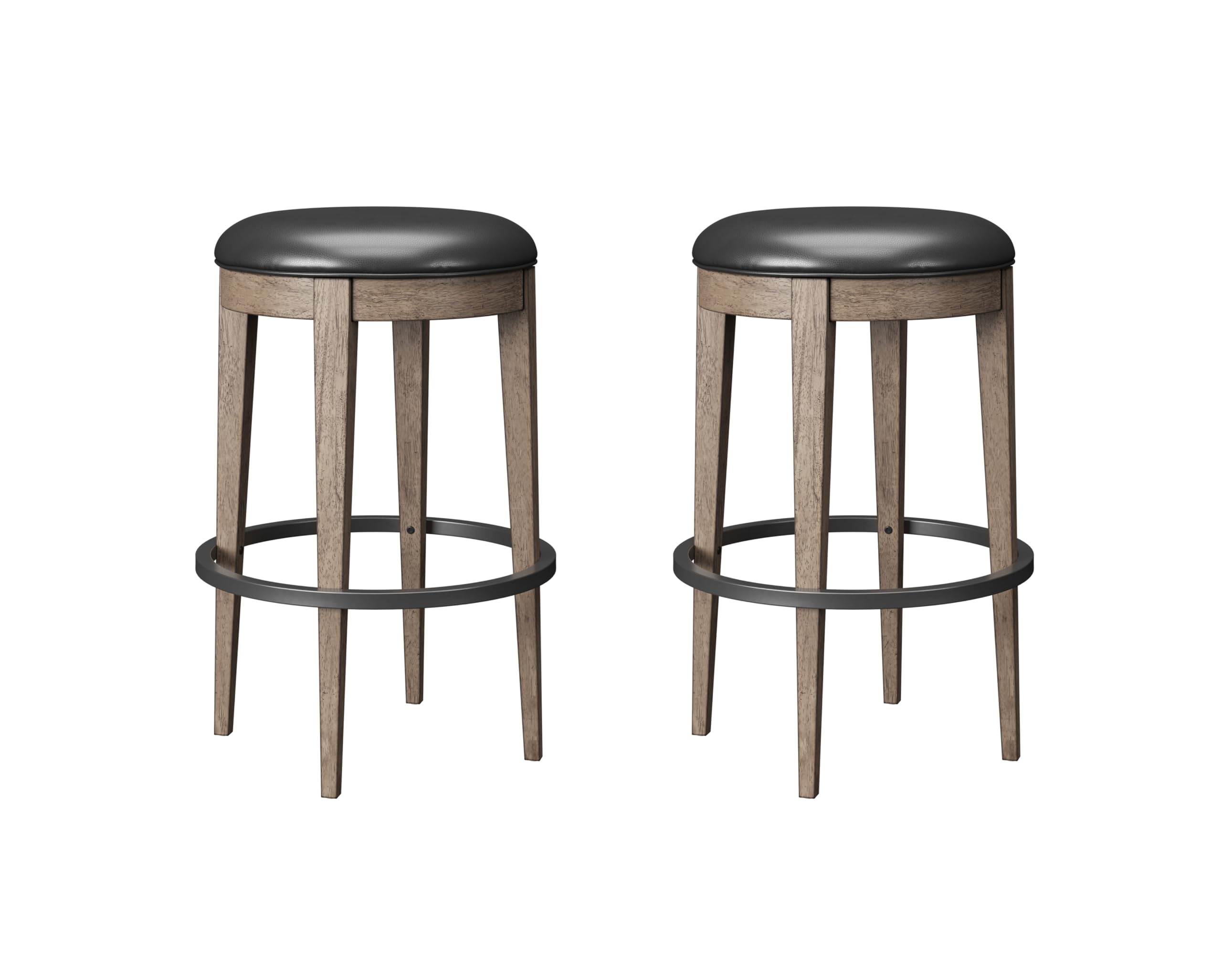 Wallce & Bay Benti Pecan Brown Backless Swivel Bar Stool