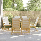 vidaXL 6 Piece Folding Bamboo Bistro Chairs Set with Cream White Cushions for Patio/Garden - Removable and Washable Covers