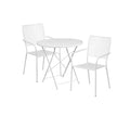 Flash Furniture Commercial Grade 30" Round White Indoor-Outdoor Steel Folding Patio Table Set With 2 Square Back Chairs