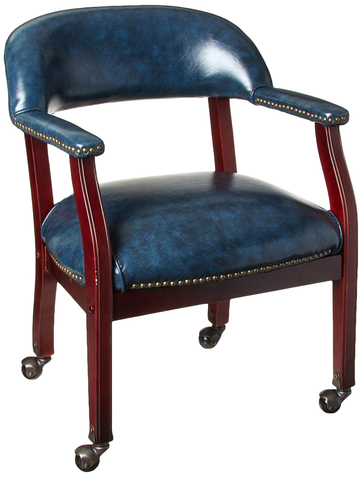 BOSS Captain's Chair in Blue Vinyl W/CASTERS