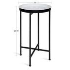 Kate And Laurel Celia Round Foldable Tray Accent Table, 14' X 14' X 25.75', White And Black, Modern Minimalist Design And Detachable Magnetic Tabletop