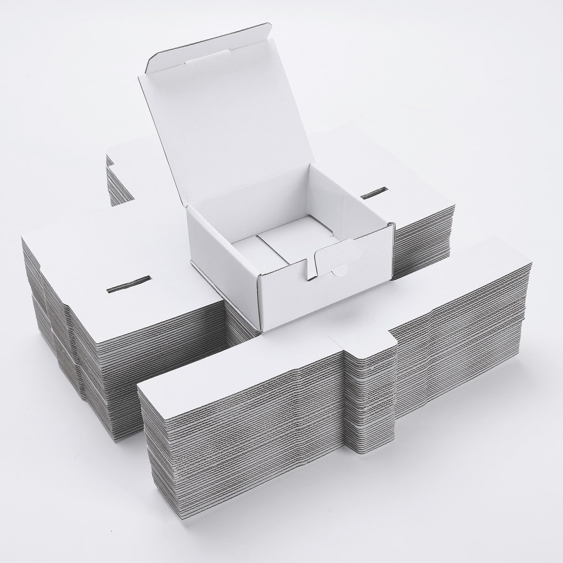 LineKap Small Shipping Boxes 3.5x3.3x1.6 Inches, 50-Pack White Corrugated Cardboard Gift Boxes for Mailing, Packaging & Storage