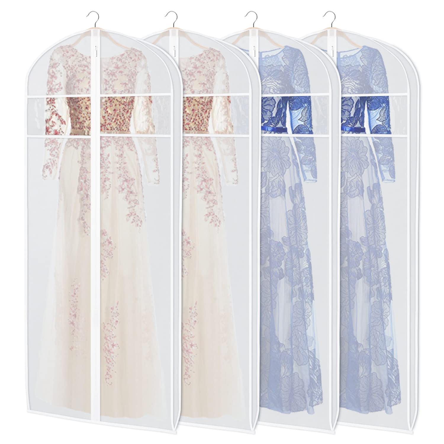 Zilink Dress Bags for Gowns Long 72-inch Garment Bags for Long Dresses Clear Dress Protector Bag with 3 Gusset and Full Length Z