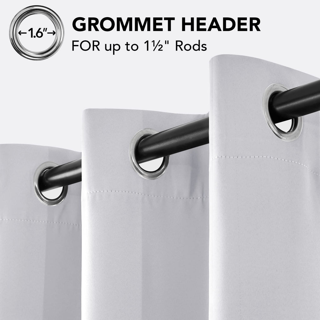 Deconovo Thermal Insulated Blackout Curtains Room Darkening & Energy Saving Solid Grommet Top Curtain Panels For Home Decor Bedroom Windows 2 Panels, Light Silver Grey, 42Wx84L In