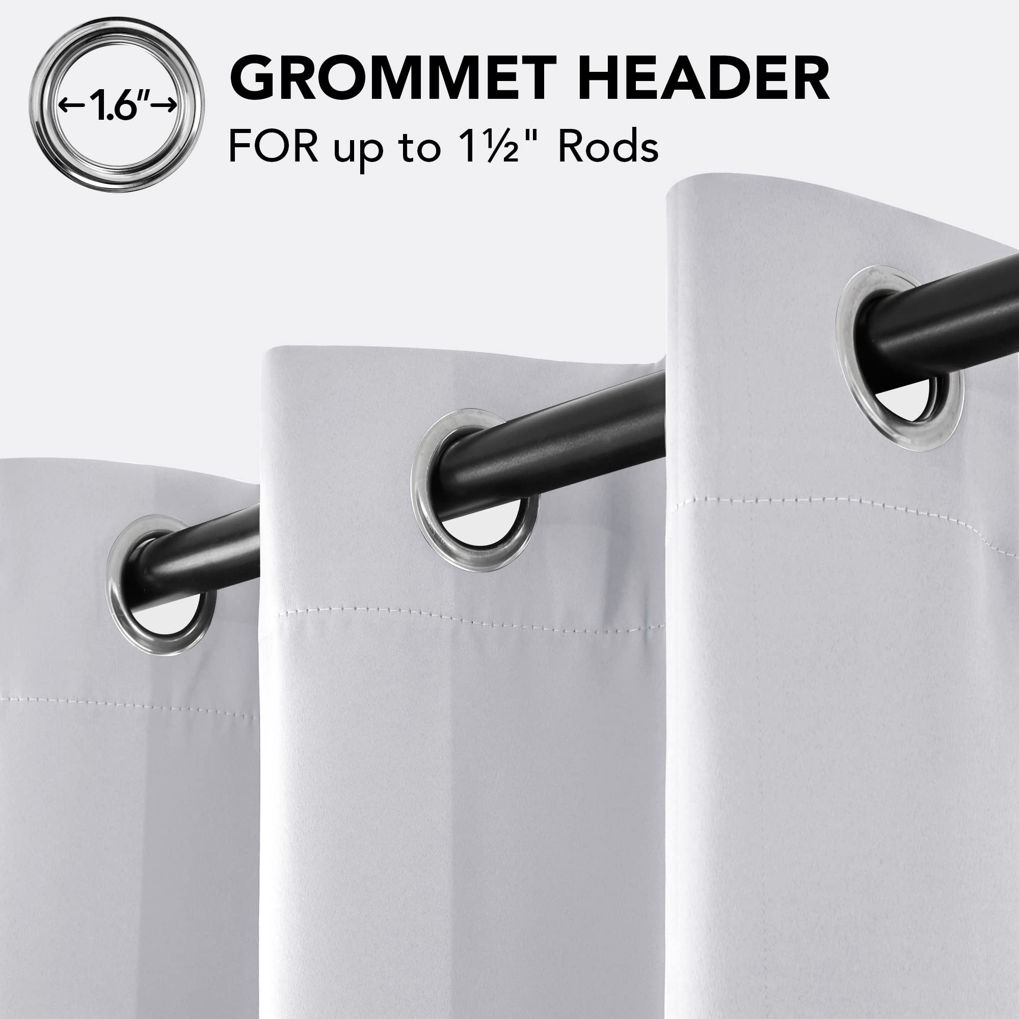 Deconovo Thermal Insulated Blackout Curtains Room Darkening & Energy Saving Solid Grommet Top Curtain Panels For Home Decor Bedroom Windows 2 Panels, Light Silver Grey, 42Wx84L In