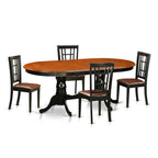East West Furniture PLNI5-BCH-LC 5 Piece Kitchen Table Set for 4 Includes an Oval Dining Room Table with Butterfly Leaf and 4 Faux Leather Upholstered Chairs, 42x78 Inch, Black & Cherry