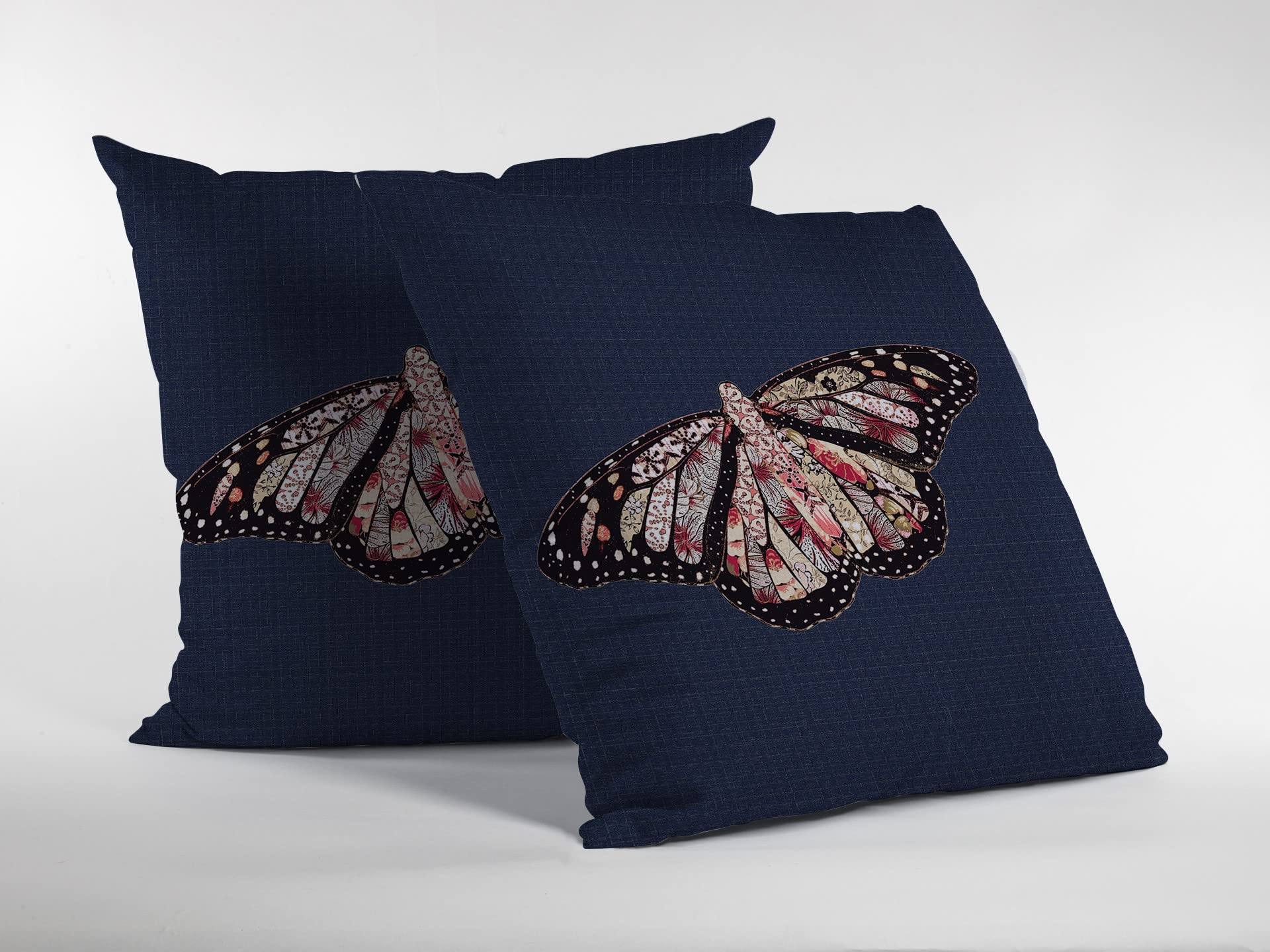 HomeRoots 18' Denim Blue Butterfly Suede Throw Pillow