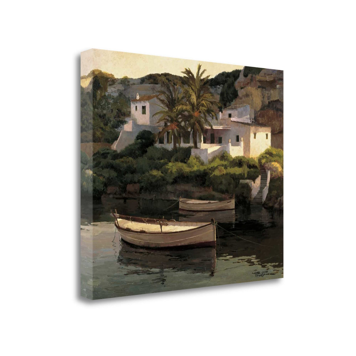 21' Summer Inspired Soft Coastal Town Gallery Wrap Canvas Wall Art