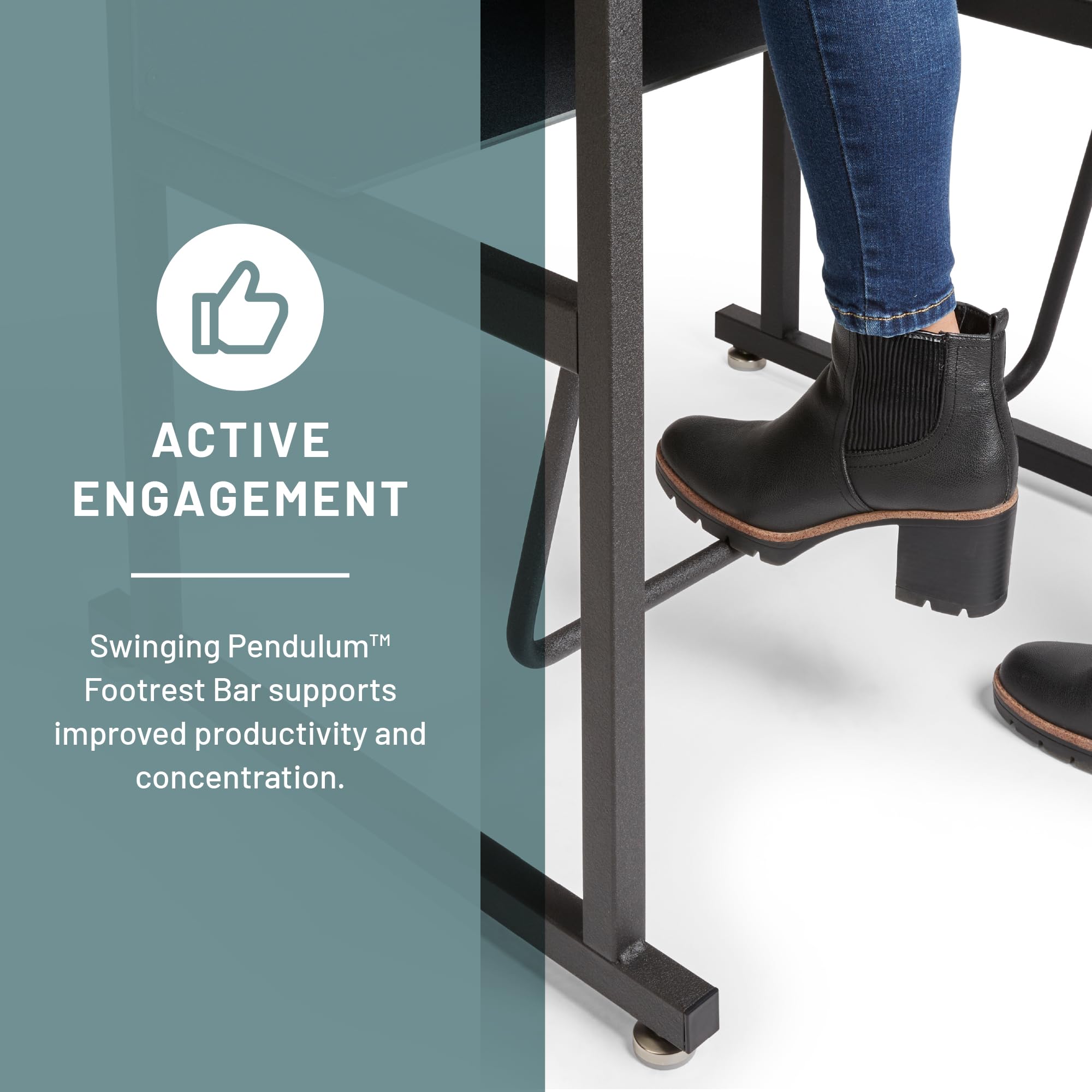 Safco Alphabetter Student Standing Desk, Adjustable Height With Shelf And Swinging Pendulum Foot Rest, 28" W X 20" D, Gray