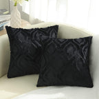 Decoruhome Decorative Throw Pillow Covers 16X16, Soft Plush Faux Wool Couch Pillow Covers For Home, Set Of 2, Black
