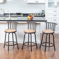 Homy Casa Bar Stools 24 Inches Set of 3, Modern Metal Counter Height Bar Stools with Back,Suede Swivel Round Bar Chairs for Kitc