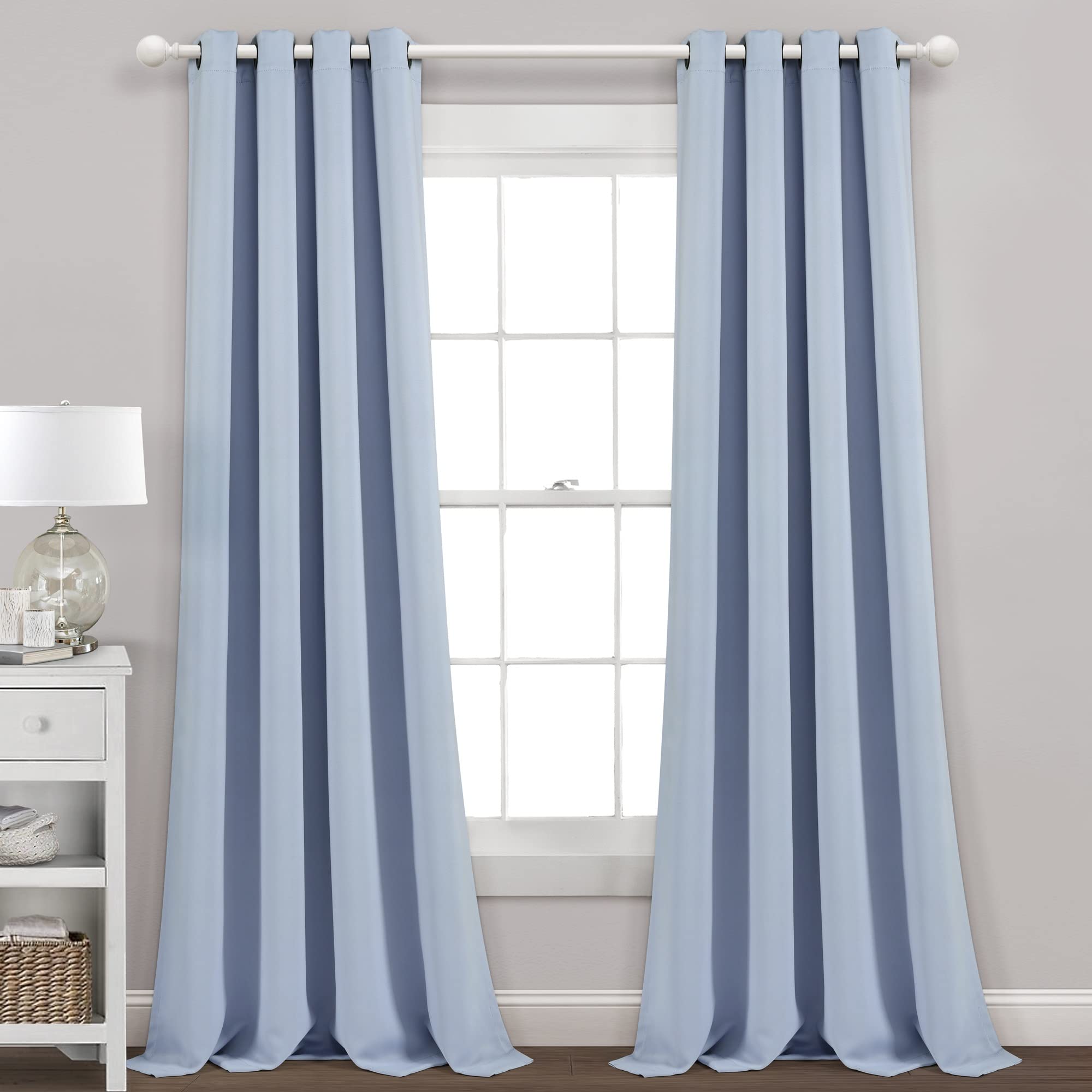 Lush Decor Insulated Grommet Blackout Window Curtain Panels, Pair, 52' W X 84' L, Blue Moon - Classic Modern Design - Chic Win