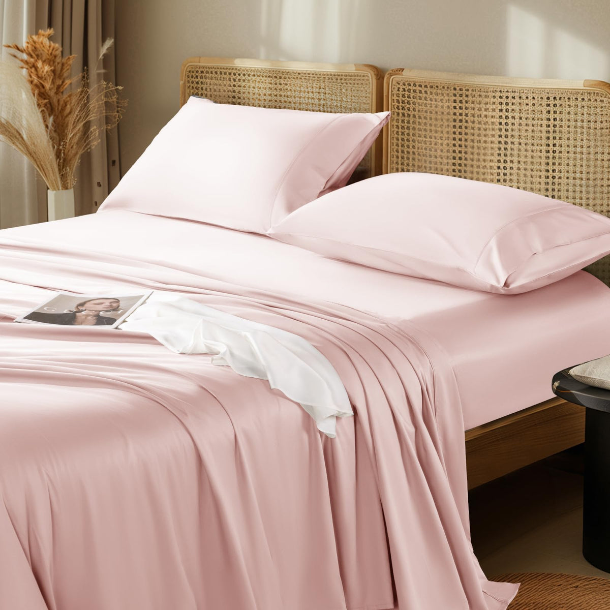Lbro2M 1000 Thread Count 100% Egyptian Cotton Sheets Set King Size, 4 Piece Sets Bed Sheet Deep Pocket Sheet Set 16' Soft Comfo