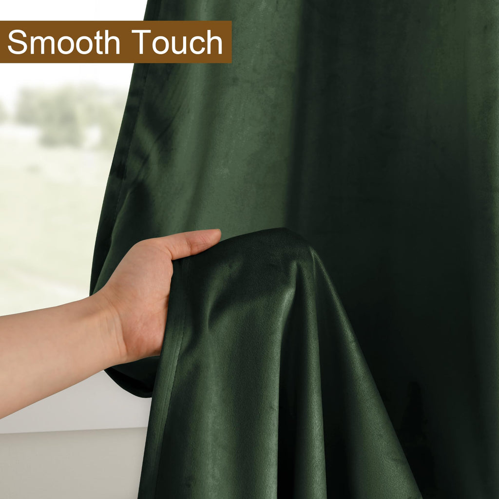 Dwcn Extra Long Velvet Curtains - Elegant Olive Green Sunlight Blocking Curtains For Living Room Thermal Insulated Noise Reducin