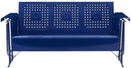 Crosley Furniture Bates Retro Metal Outdoor Sofa Glider, 3-Person Rocking Patio Bench for Porch, Deck, Navy Gloss