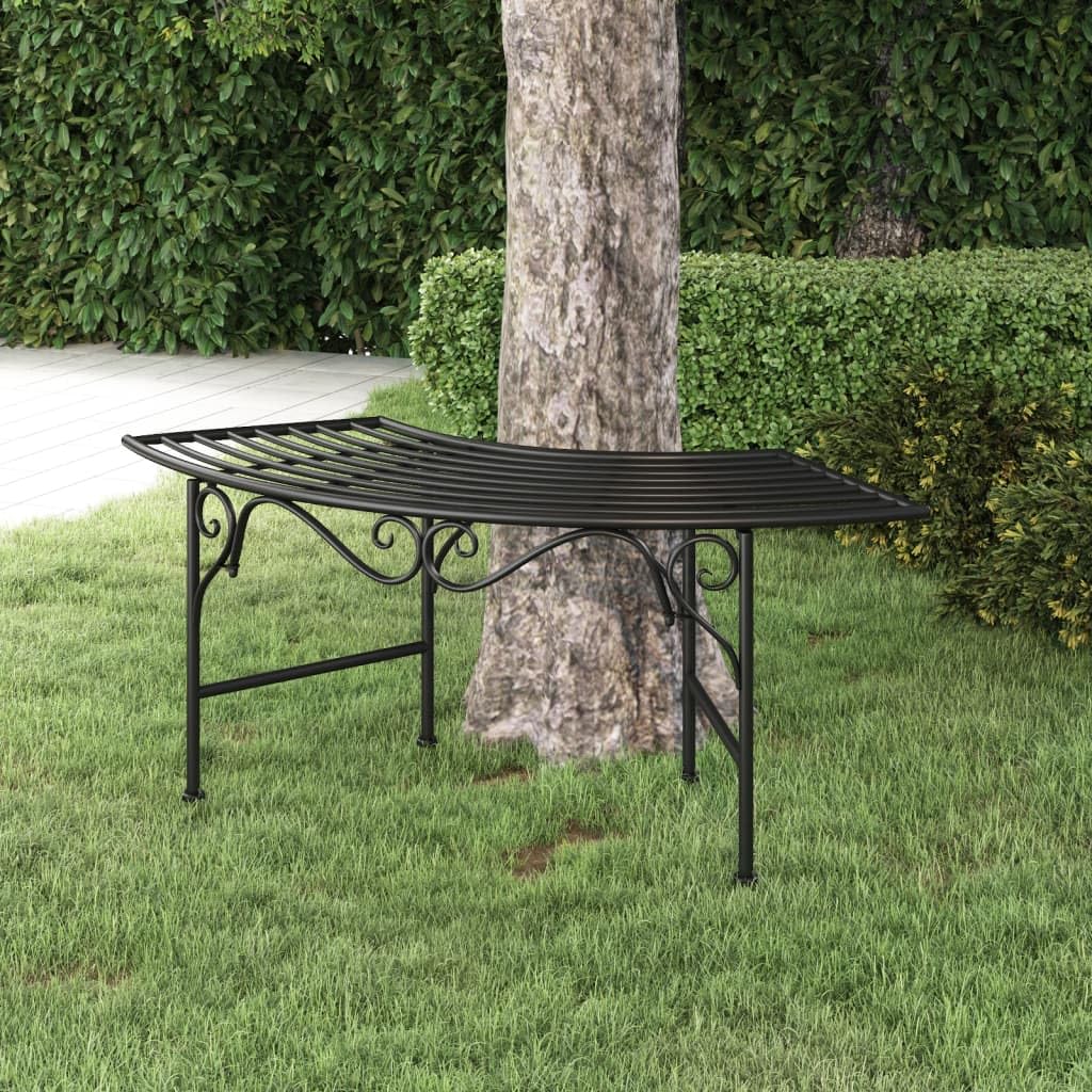 vidaXL - Tree Bench Black Steel - 44.5 Patio Garden Seat