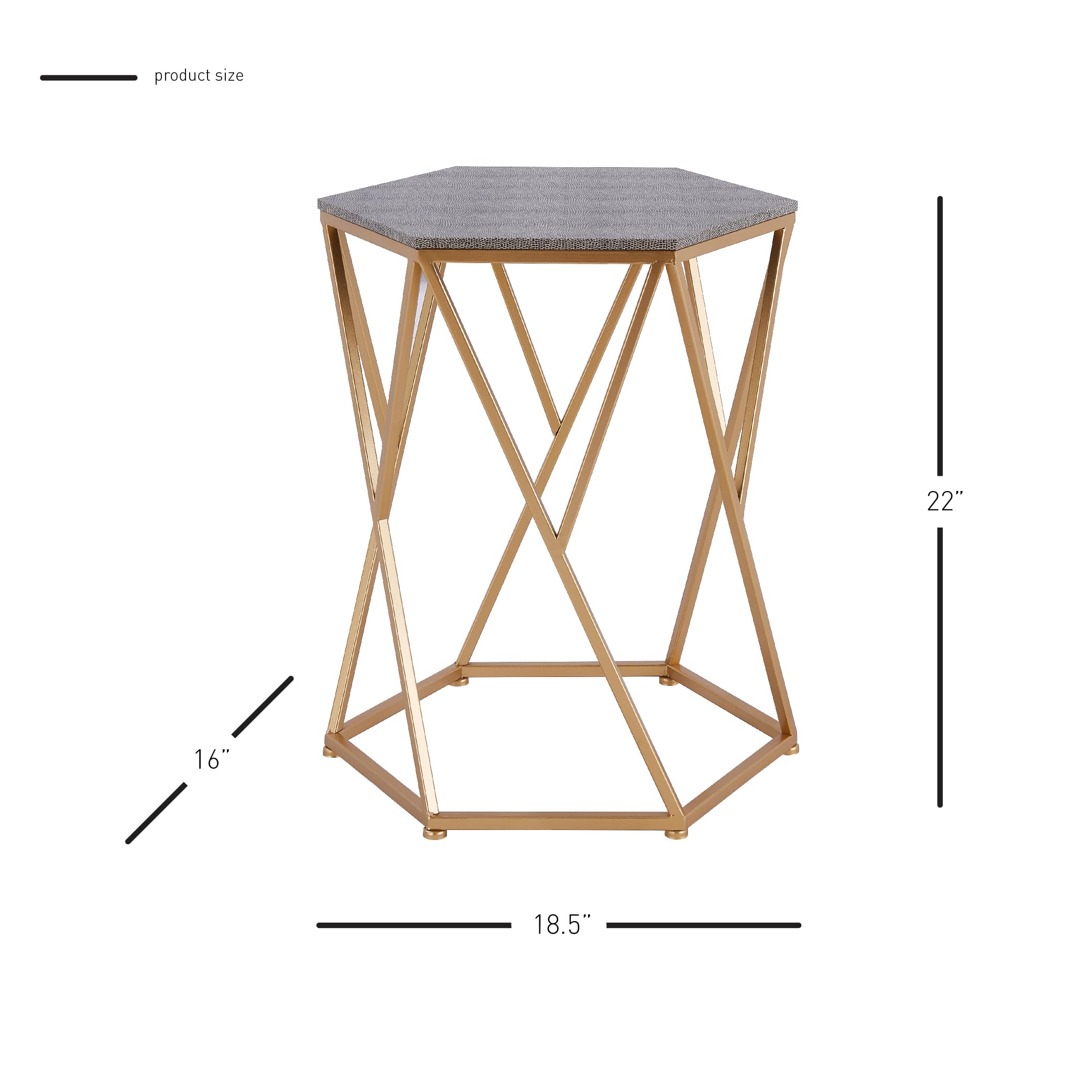 npd furniture and more Cressa Faux Shagreen Side/End Table, Gray