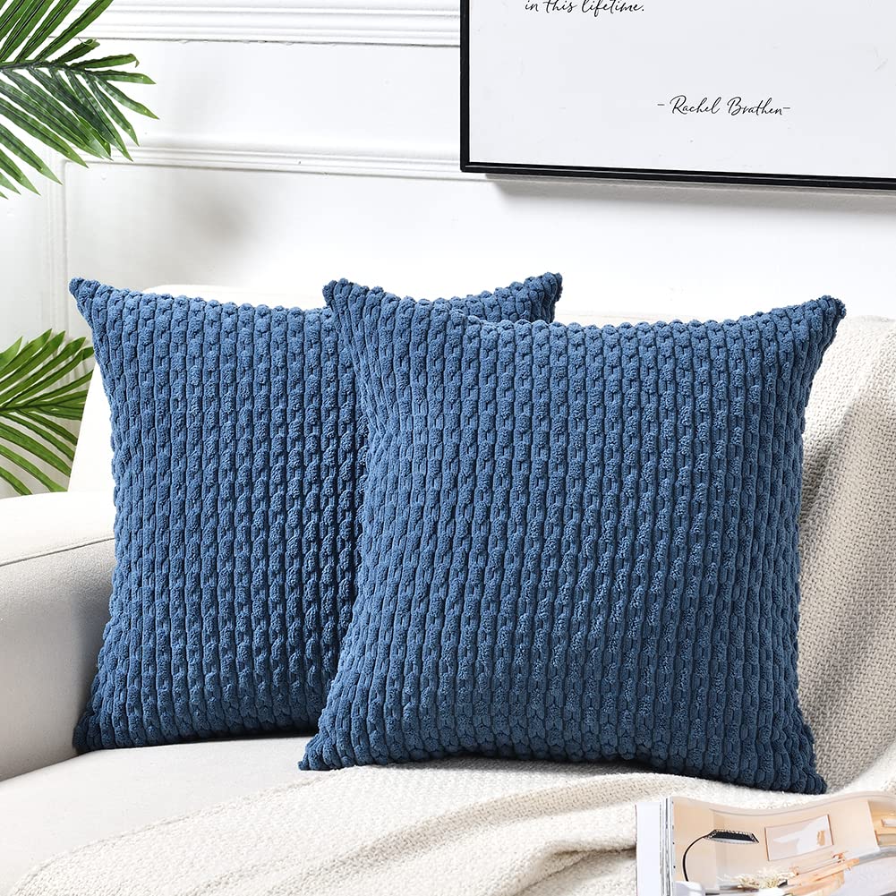 Fancy Homi 2 Packs Dusty Blue Decorative Throw Pillow Covers 18X18 Inch For Couch Bed Sofa, Modern Farmhouse Boho Home Decor, So