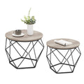 VASAGLE Small Coffee Table Set of 2, Round Coffee Table with Steel Frame, Side End Table for Living Room, Bedroom, Office, Greig
