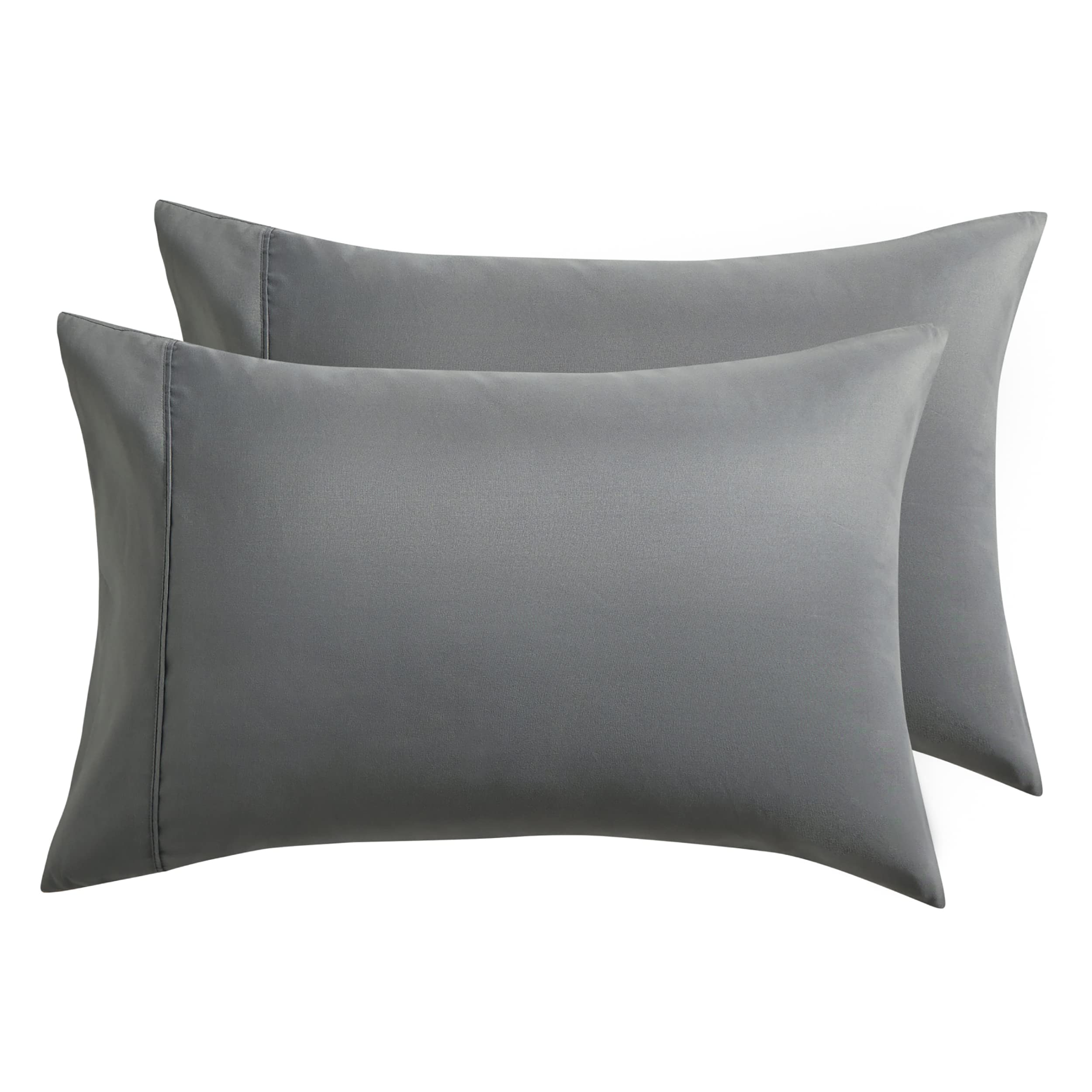 Bedsure Pillowcas Standard Size Set Of 2 - Dark Grey Standard Pillow Cases 2 Pack 20 X 26 Inches, Brushed Microfiber, Pillow Case Covers With Envelop Closure