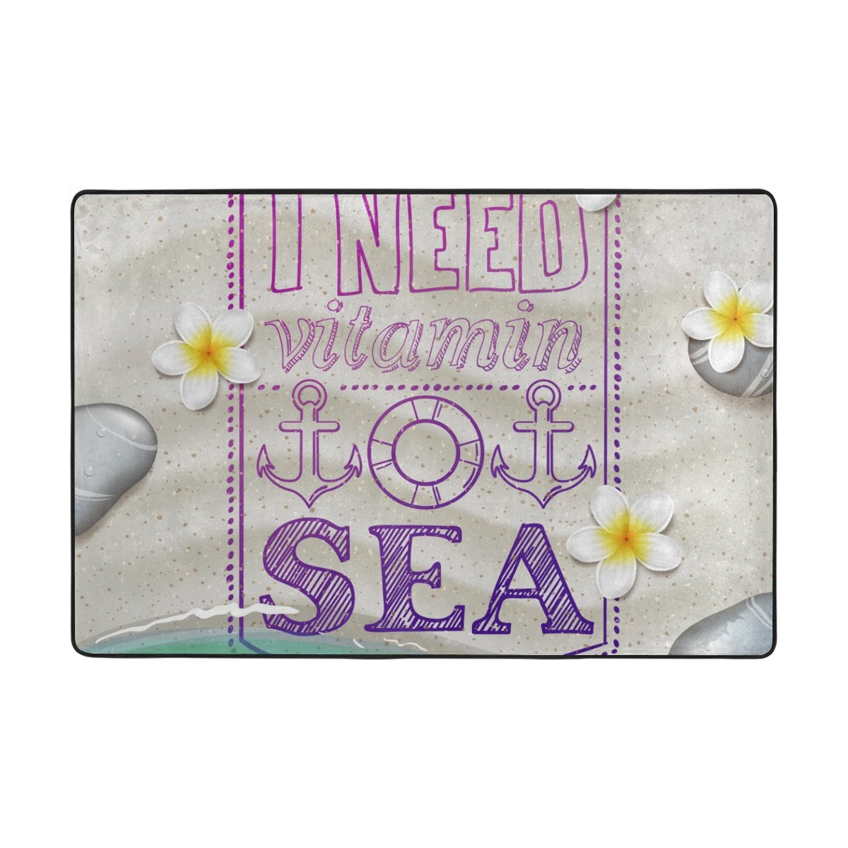 My Little Nest Area Rug Summer Beach Lightweight Non-Slip Soft Mat 4' X 6', Memory Sponge Indoor Outdoor Decor Carpet For Entrance Living Room Bedroom Office Kitchen Hallway