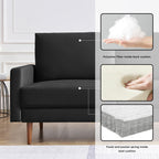 American Furniture Classics Black 69 Inch Wide Upholstered Two Cushion Sofa with Square Arms Velvet, 69" x 32" x 37"