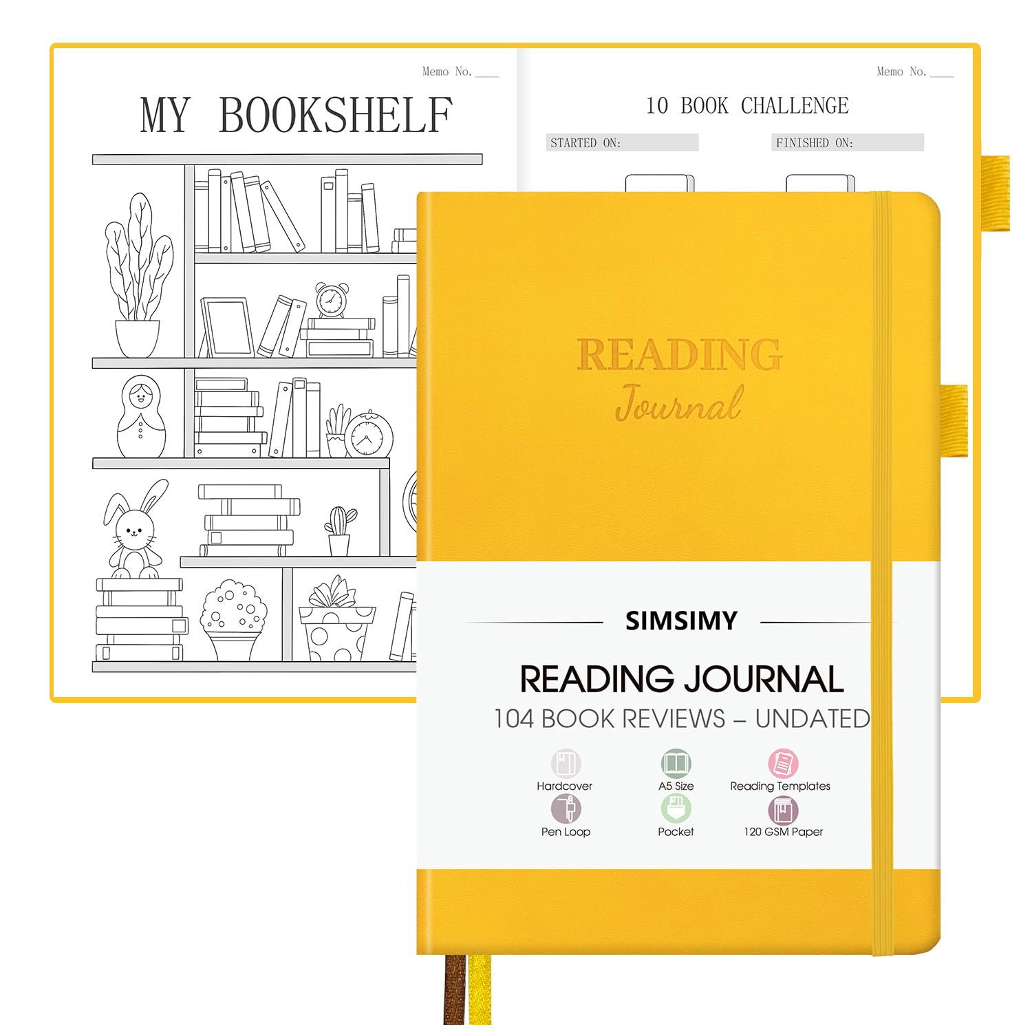 Simsimy Reading Journal With 104 Book Reviews, Book Journal For Book Lovers & Readers - Book Reviews & Reading Tracker & Reading