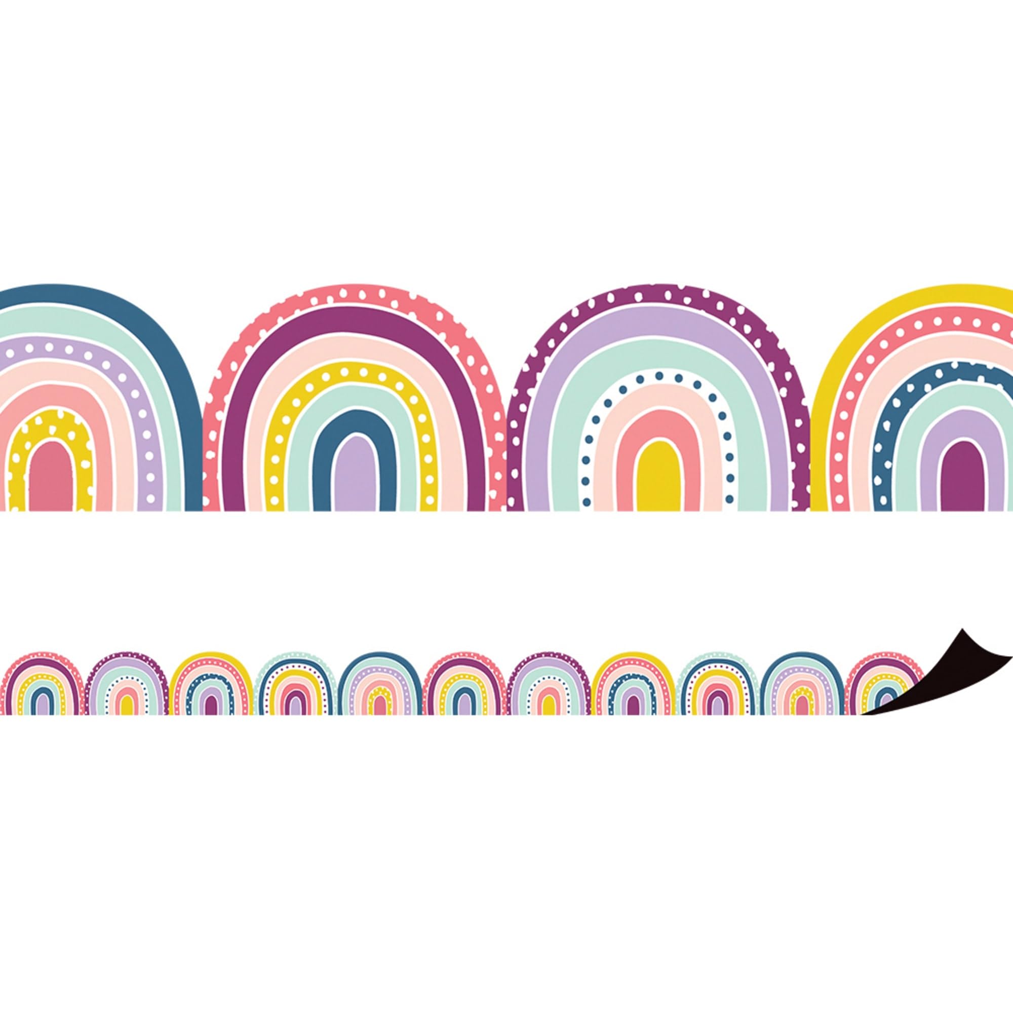 Teacher Created Resources Magnetic Border, 1-1/2' X 24', Oh Happy Day Rainbows, Pack Of 12 Pieces