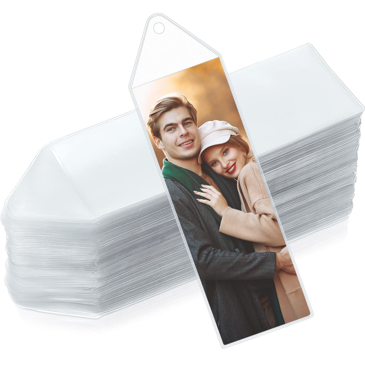 Plastic Bookmark Sleeves Clear Photo Booth Sleeves 2-1/4 X 6-1/4 Inches Blank Photobooth Frames Vinyl Book Marker Cover Holder F
