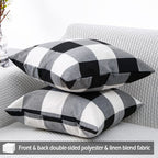 Carrie Home Black And White Buffalo Plaid Pillow Covers 20X20 Set Of 2 Outdoor Linen Throw Pillow Covers Farmhouse Checkered Pil