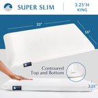 Bluewave Bedding Super Slim Gel Memory Foam Pillow For Stomach And Back Sleepers - Thin, Flat Design For Cervical Neck Alignment