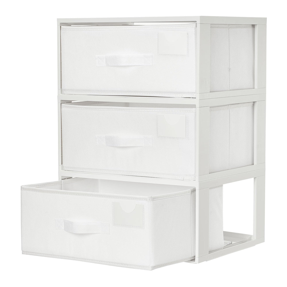 Vtopmart 3 Pack Stackable Closet Organizer, Plastic Frame & Fabric Drawers
