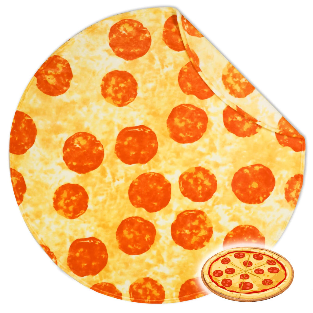Bnuitland 71/80 Inches Pizza Funny Blanket with Pizza Pouch,300 GSM Double Sided Giant Funny Realistic Food Blanket for Your Fam