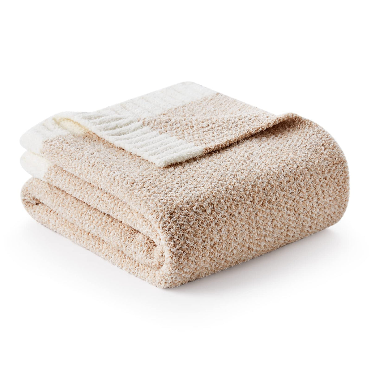 Snuggle Sac Heather Beige Throw Blanket For Couch, Ultra Soft Warm Blankets Cozy Knit Fuzzy Plush Lightweight Throw Xl Size For
