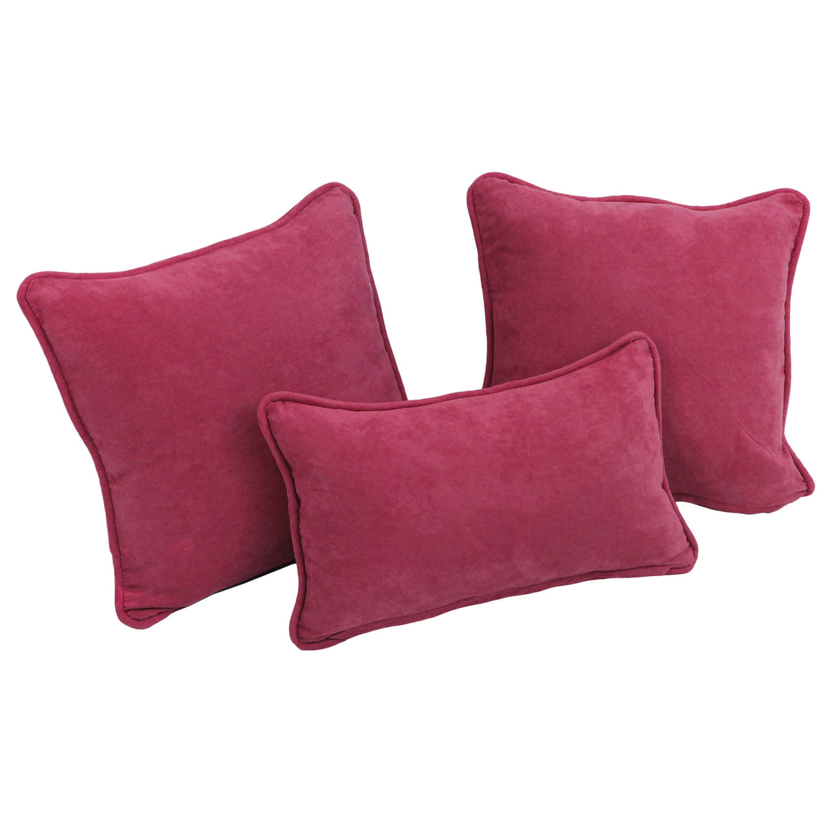 Blazing Needles Corded Microsuede Throw Pillow Set, Bery Berry 3 Count