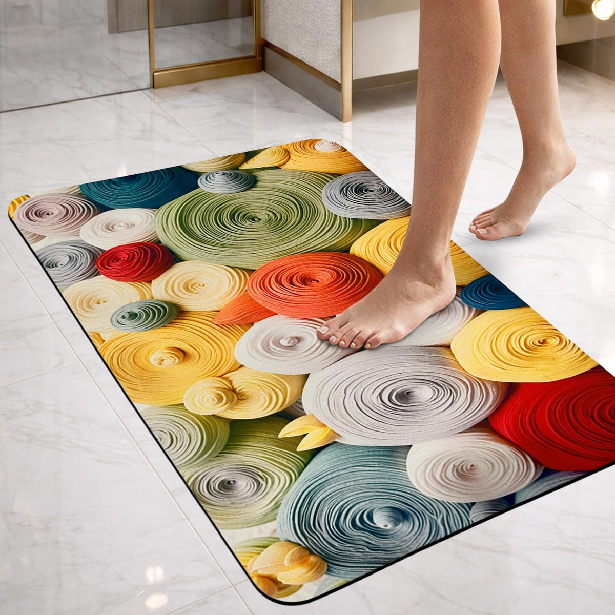 SITTELLA 1 Piece AntiSkid Water Soaking 3D Foam Print Bathroom Mat, Water Absorbent Mat (40x60cm) (Foam Print)