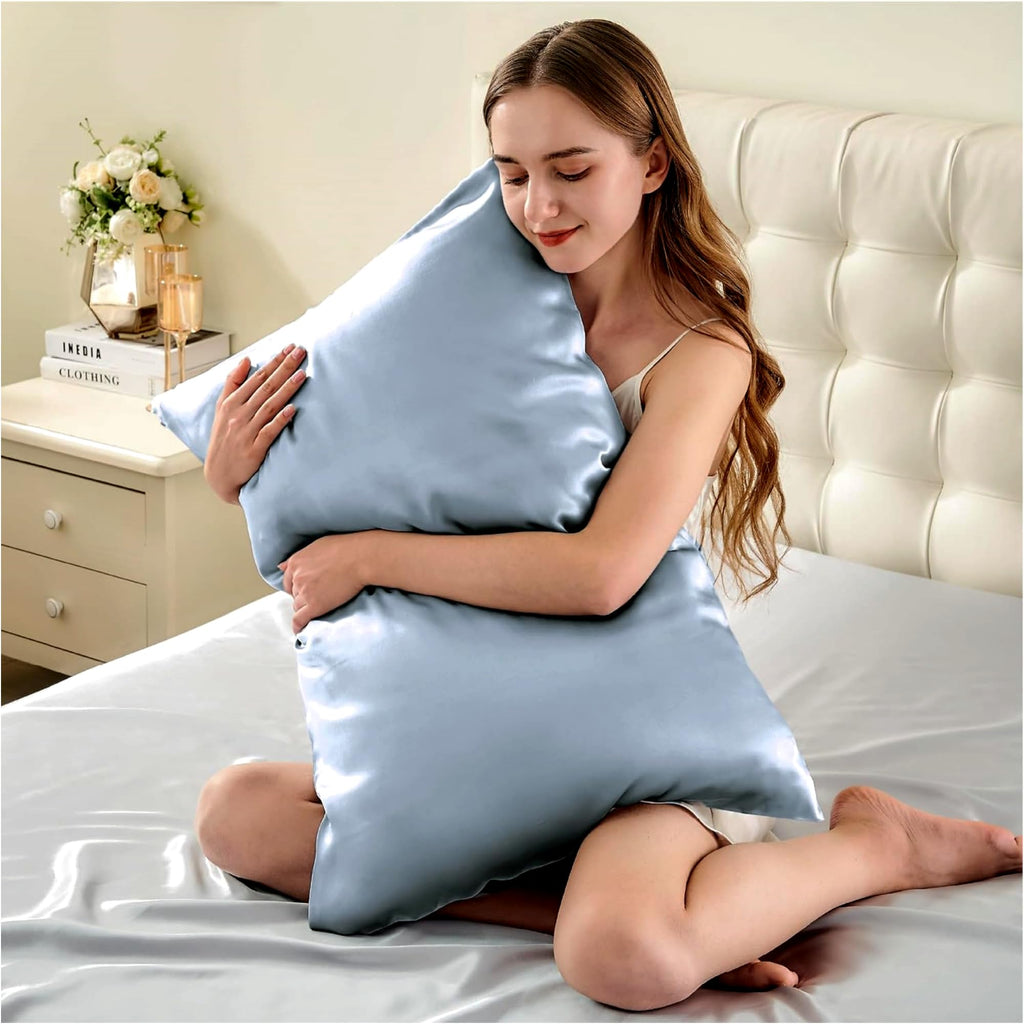 Mulberry Silk Pillowcase King For Hair And Skin Made In Usa, 22 Momme Pure Silk, Anti Acne Pillow Cases With Zipper, 6A Grade Or