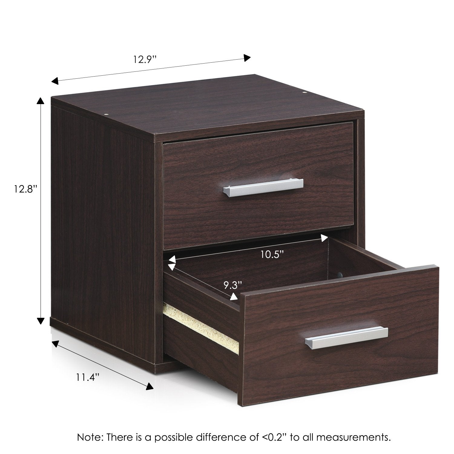 Furinno Indo Petite 2-Drawer Storage Cube, Espresso