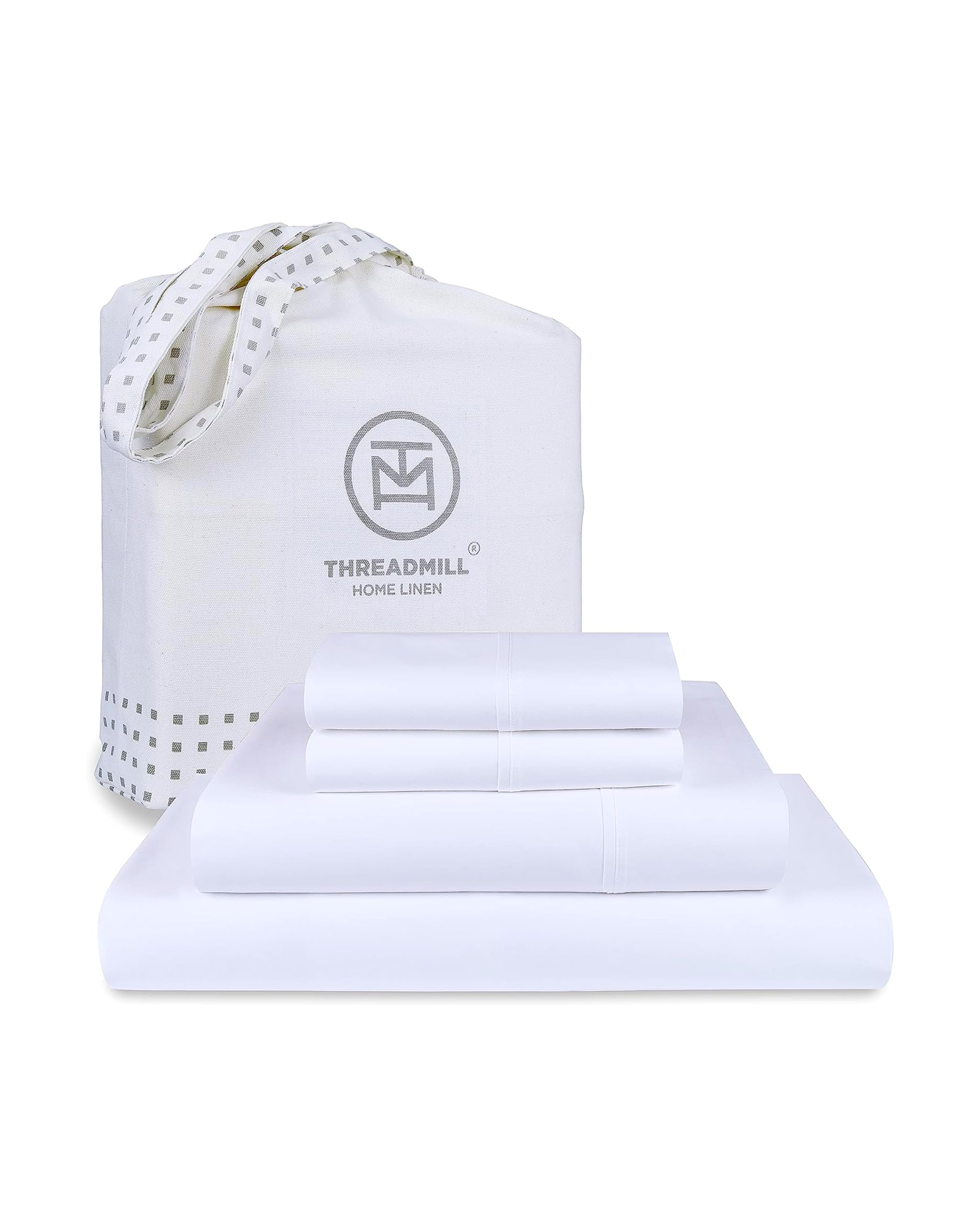 Threadmill Luxury 800 Thread Count California King 100% Cotton Sheets - Hotel White Sateen Weave Bed-Sheets, Better Than Egyptia