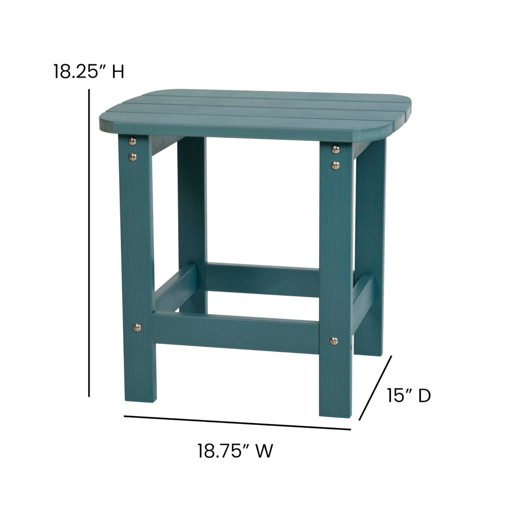 Flash Furniture Charlestown Tiered Commercial Poly Resin Adirondack Side Table - Sea Foam - All-Weather - Indoor/Outdoor