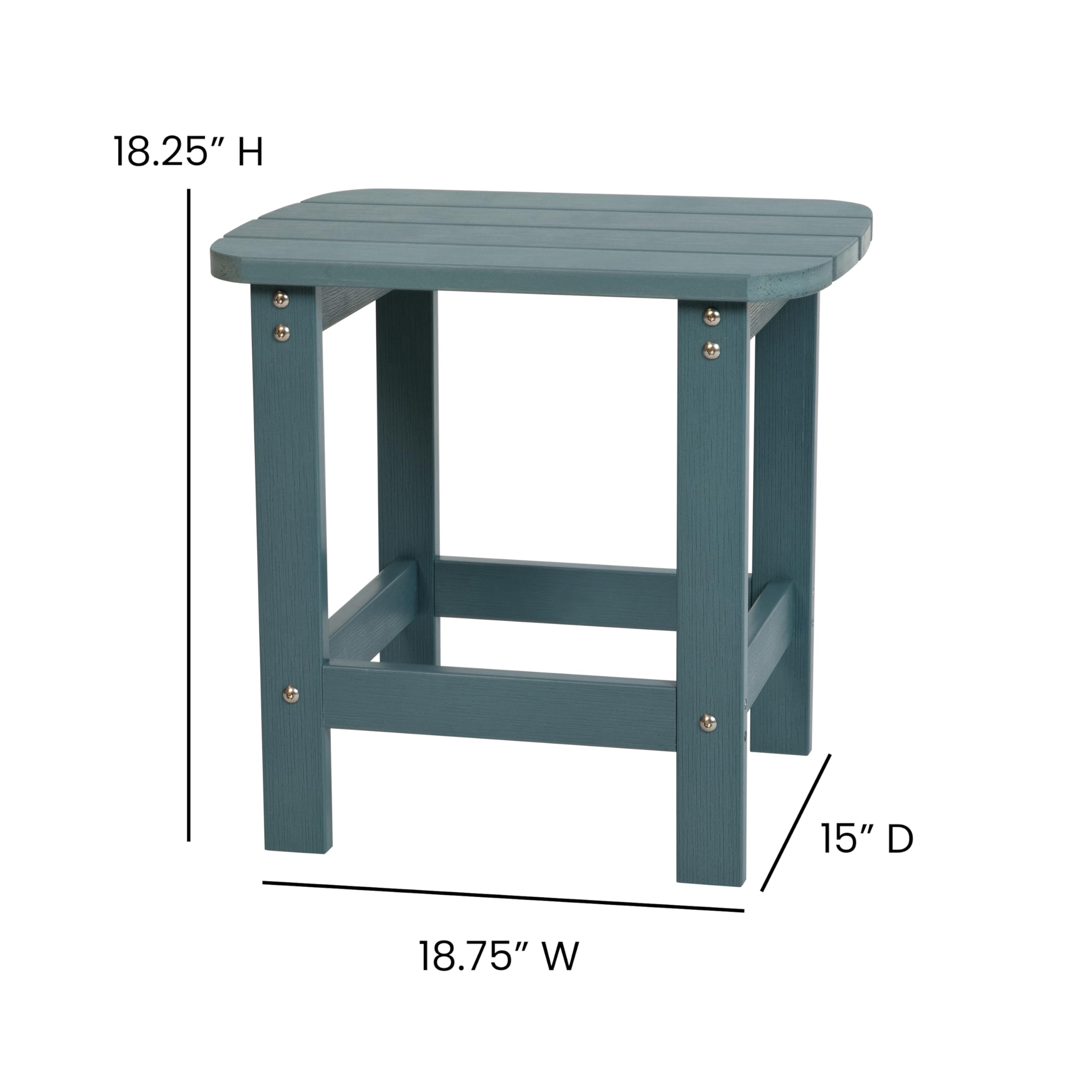 Flash Furniture Charlestown Tiered Commercial Poly Resin Adirondack Side Table - Sea Foam - All-Weather - Indoor/Outdoor