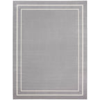 Nourison Essentials Indoor/Outdoor Grey/Ivory 9' x 12' Area -Rug, Easy -Cleaning, Non Shedding, Bed Room, Living Room, Dining Ro