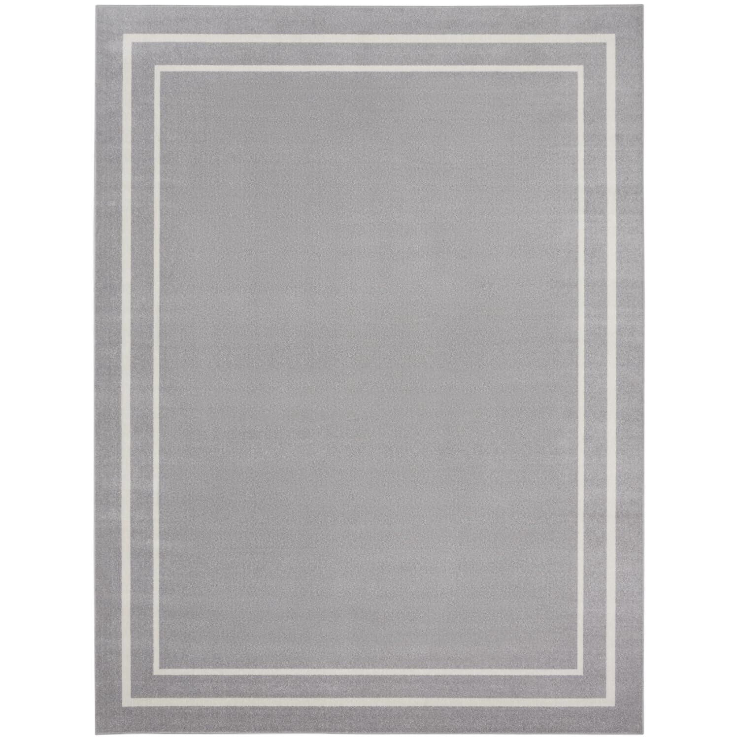 Nourison Essentials Indoor/Outdoor Grey/Ivory 9' x 12' Area -Rug, Easy -Cleaning, Non Shedding, Bed Room, Living Room, Dining Ro