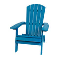 Flash Furniture Charlestown Commercial Folding Adirondack Chair - Blue - Poly Resin - Indoor/Outdoor - Weather Resistant