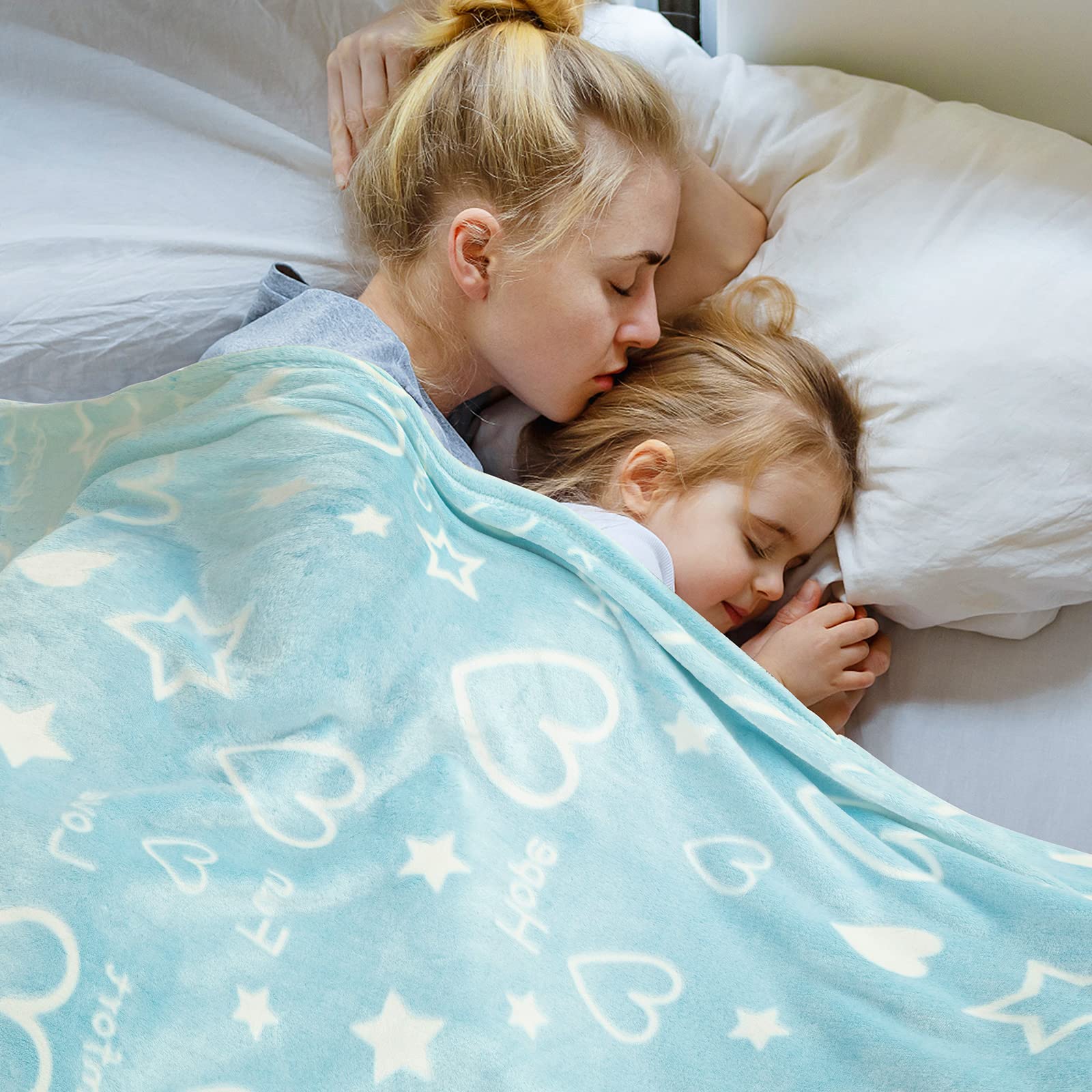 Lifeyj Glow In The Dark Stars Heart Blanket Gifts For Girls Boys, Soft Blanket 3 4 5 6 7 8 9 10 Year Old Girl Gifts Ideas,Toddle