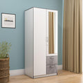 Nilkamal Marbito 2Door Wooden Wardrobe With Mirror For Bedroom|Engineered Wood Build|Clothes Cupboard|2 Drawers With Marble Fin