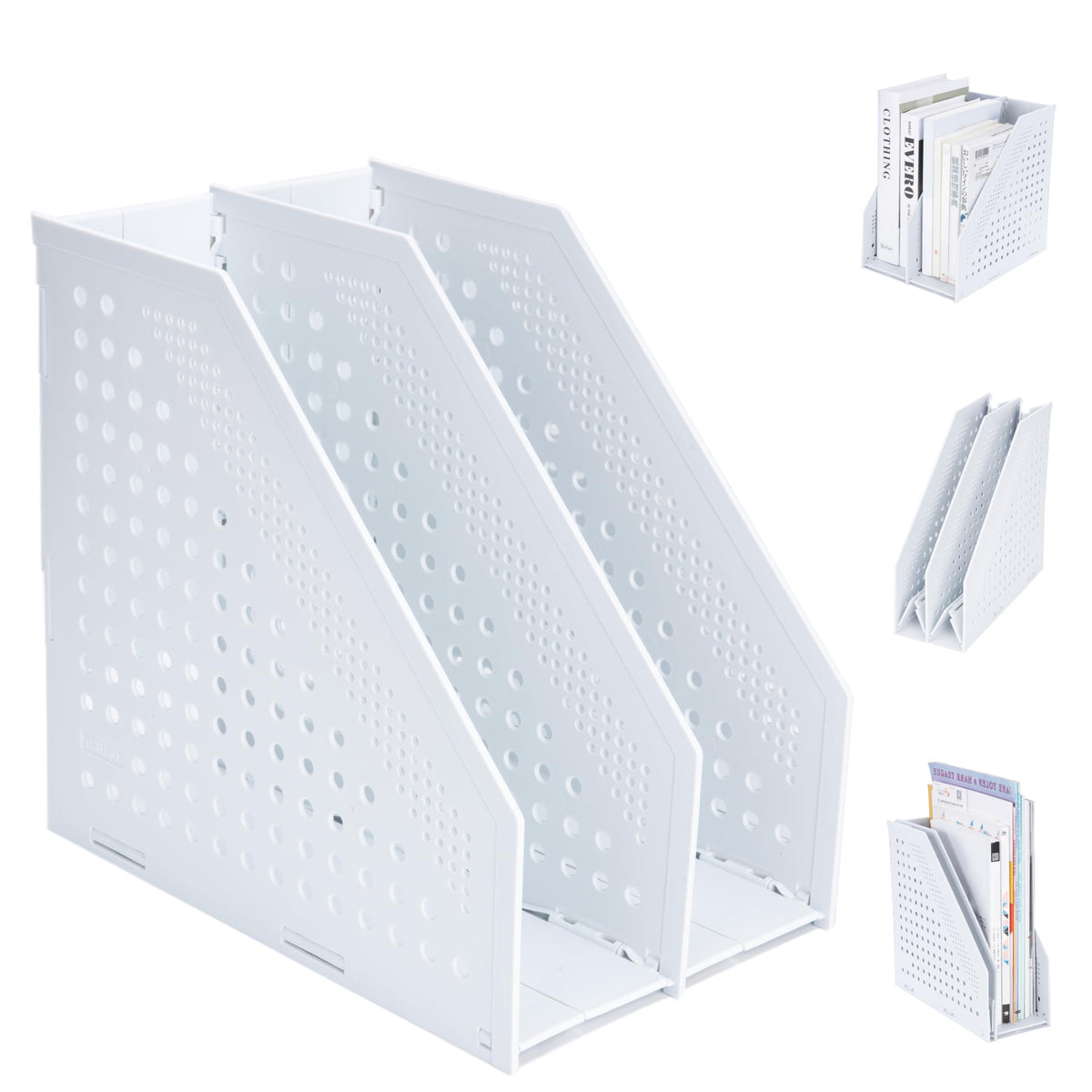 FRETONBA Collapsible Magazine File Holder, 2 Vertical Compartments