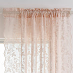 Finecity Blush Pink Lace Curtains 45 Inch Length, Country Branch Leaf Floral Pattern Short Lace Cafe Curtains 2 Panels Set For S